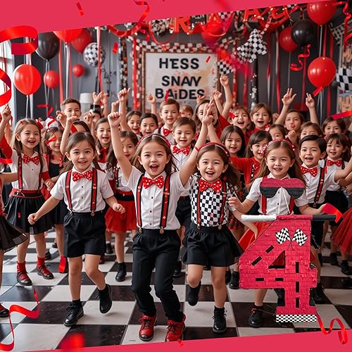 Miniatura 4 de Piñata roja grande de APINATA4U con temática de carreras número cuatro de 20 pulgadas, acelera tu celebración con diversión de alto octano!