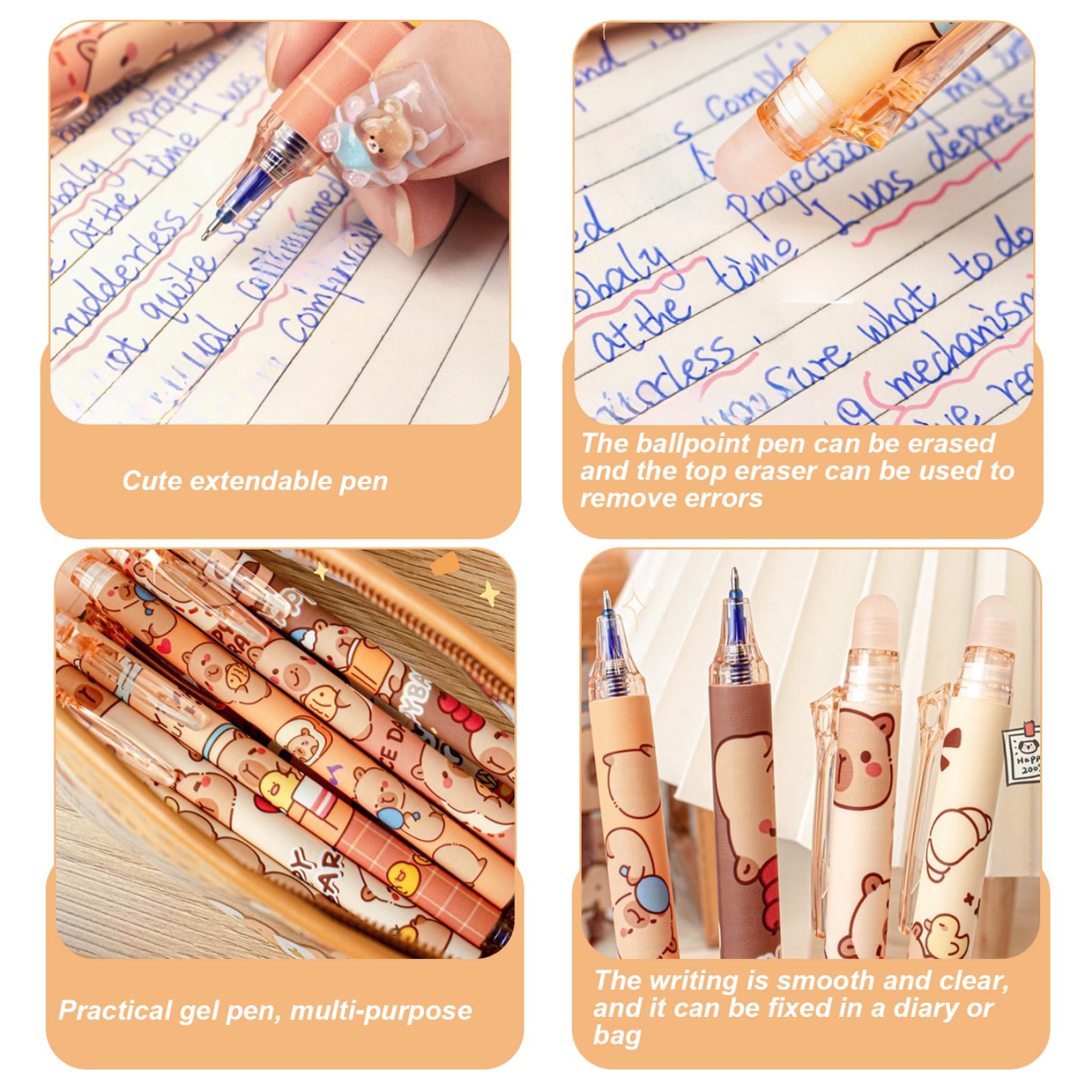 Lot De 6 Stylo Effaçables 0.5 Mm Stylo à Encre Gel Effaçable Stylo à