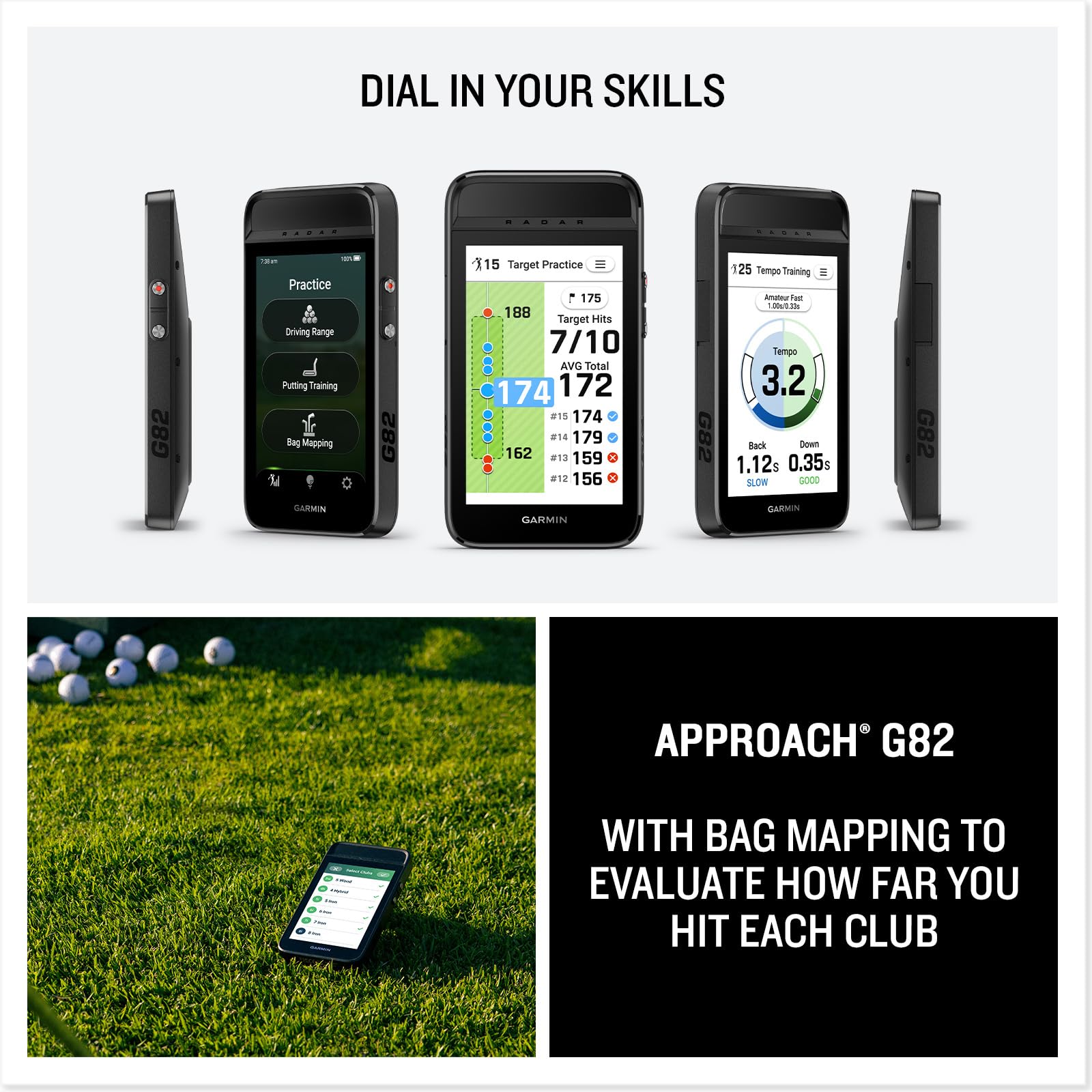 Garmin Approach G82 Moniteur de lancement de golf portable GPS grand écran tactile couleur