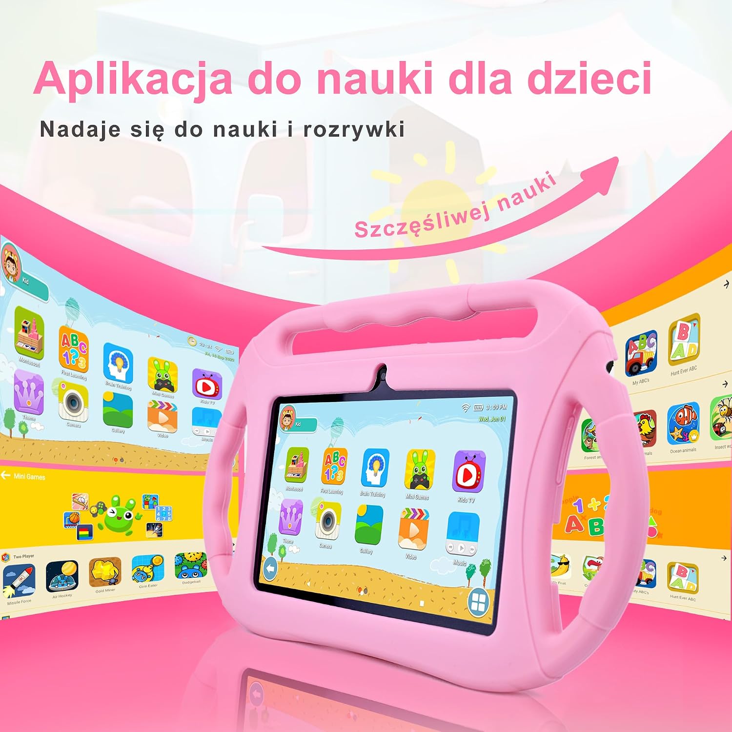 Veidoo Tablet dla Dzieci 7 Cali 2GB RAM 32GB ROM WiFi Ekran IPS Kontrola Rodzicielska Gry Edukacyjny Tablet dla Maluchów Różowy