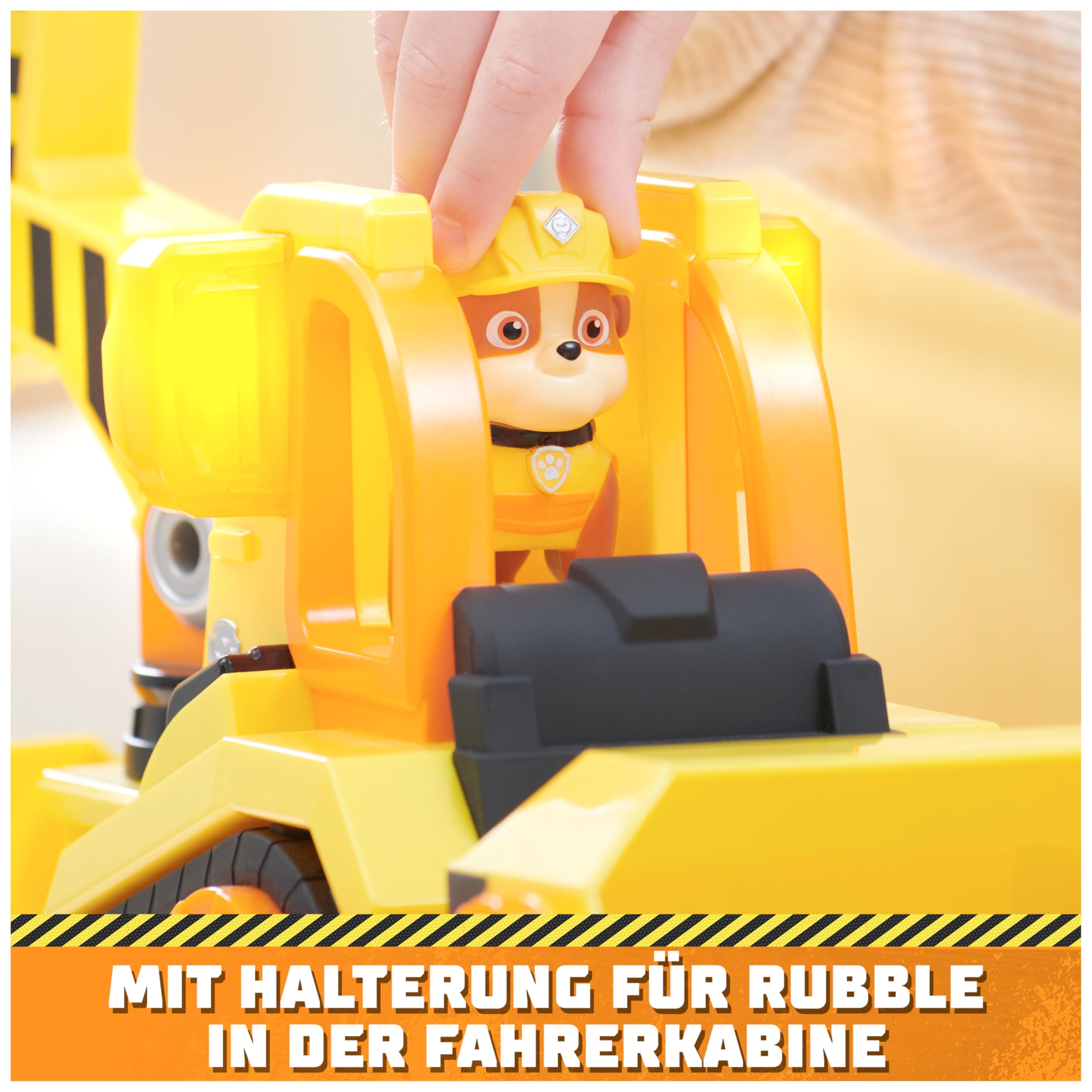 Rubble & Crew - Großes Planierraupen-Baufahrzeug mit Licht- und Geräuscheffekten (Deluxe Fahrzeug) und Rubble-Figur, Spielzeug für Kinder ab 3 Jahren