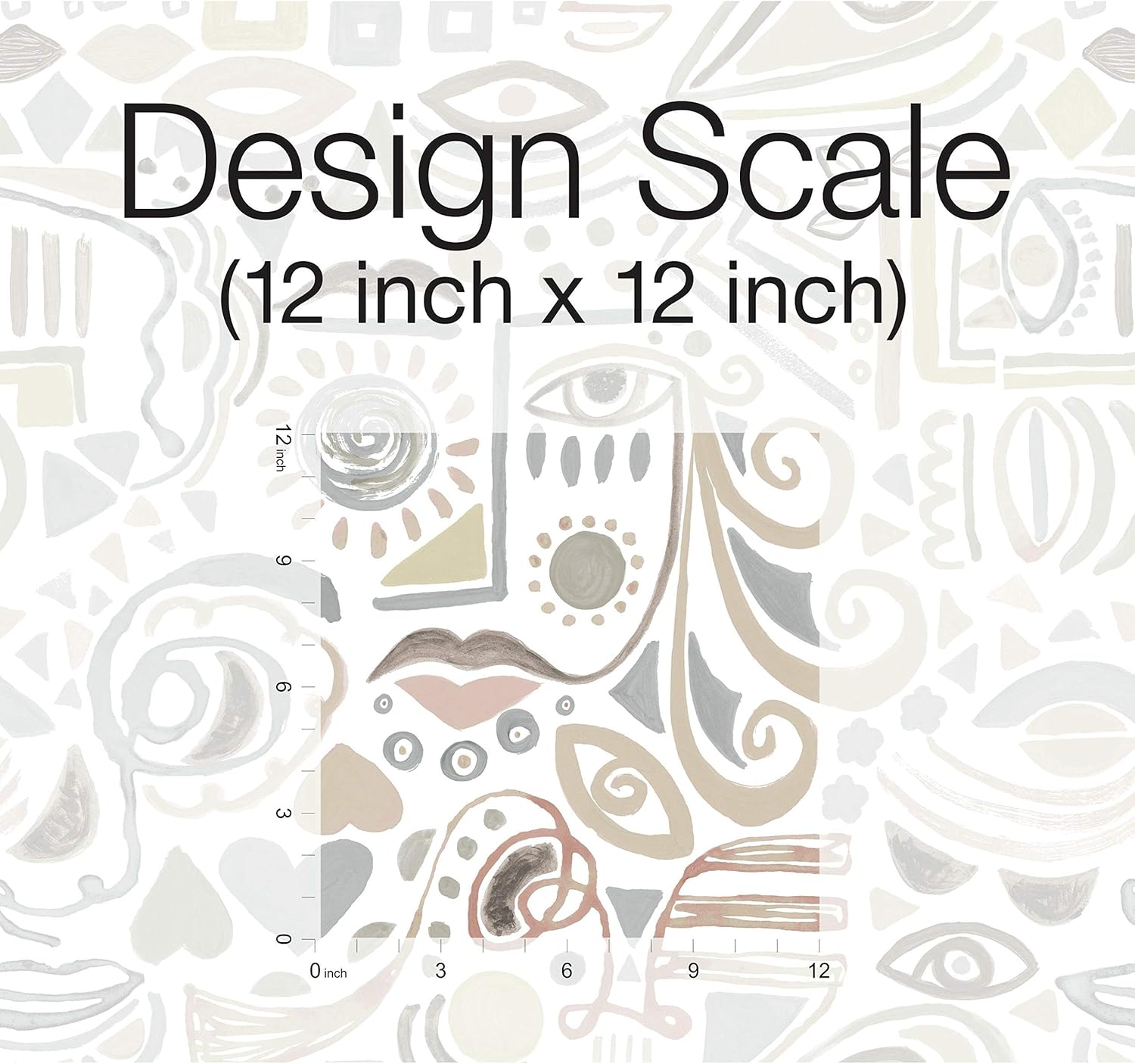 RoomMates RMK11898RL Gray and Taupe Mod Faces Peel and Stick Wallpaper
