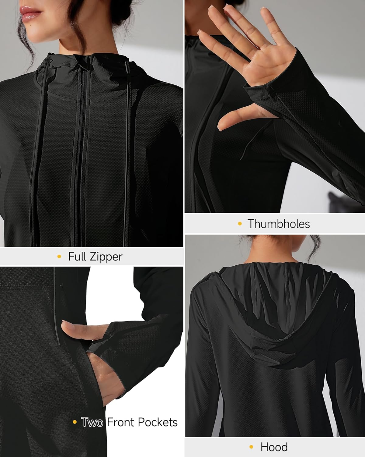 Bsubseach Women's UPF 50+ Swim Cover Up Sun Protection Hoodie SPF Jacket Lightweight Zip Long Sleeve Swimsuit Beach Cover Ups - Image 6