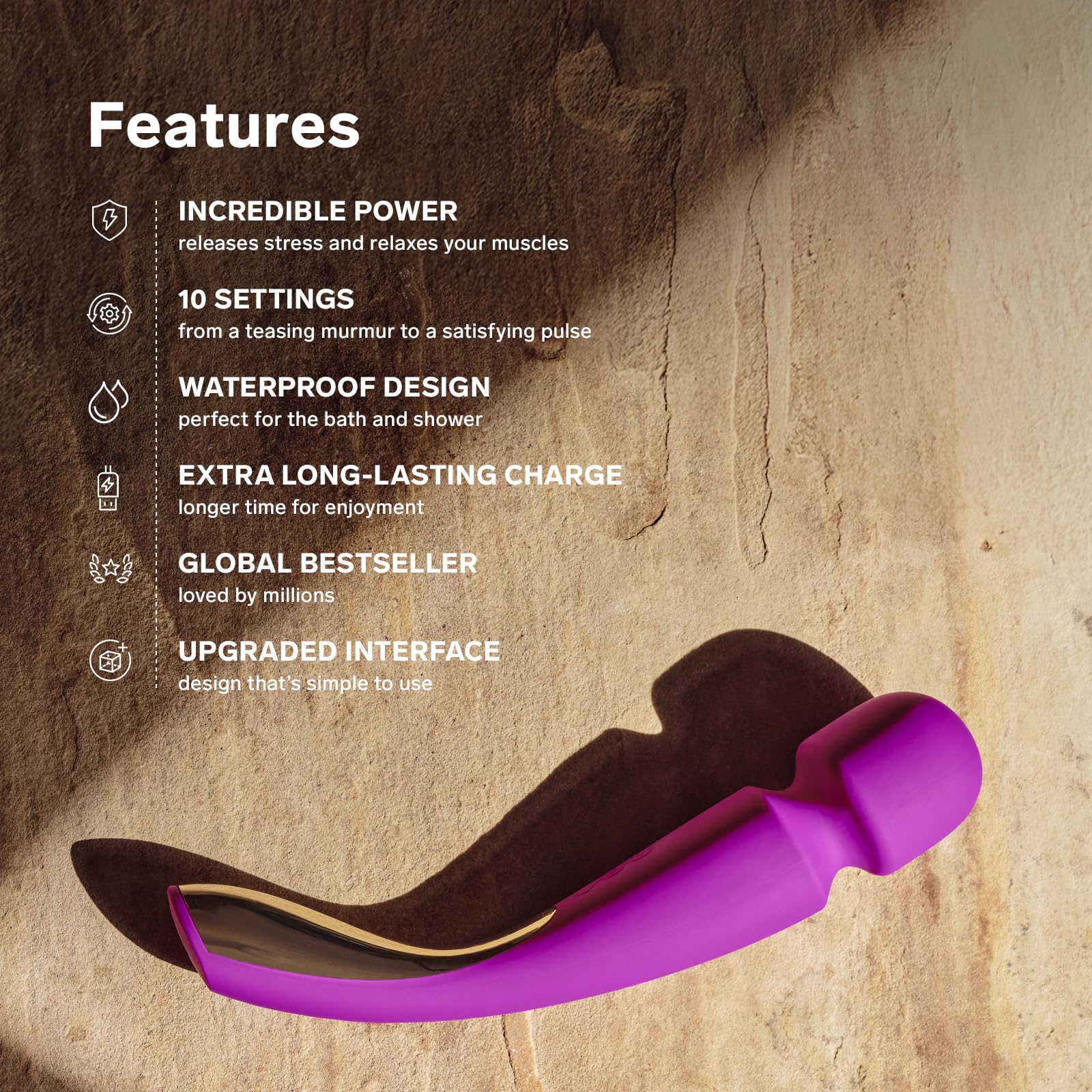 LELO SMART WAND 2 Large Massaggiatore Portatile per Tutto il Corpo per un'Esperienza Impermeabile, Perfetto per Corpo e Collo, Black