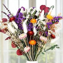43pcs Natural Dried Flower Bouquet, Mixed Floral Stems for Home Decor & DIY