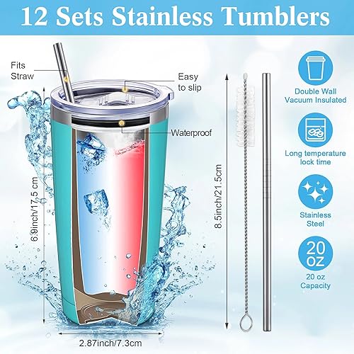 Miniatura 2 de Jinei Paquete de 24 vasos con la frase "Thank You for Being Awome", regalos de agradecimiento a los empleados, vasos aislados de acero inoxidable de