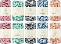 Vista 17 de Sensy - Cordón de algodón a rayas para panaderos de alta calidad para manualidades y envoltura de regalos (rojo y blanco)