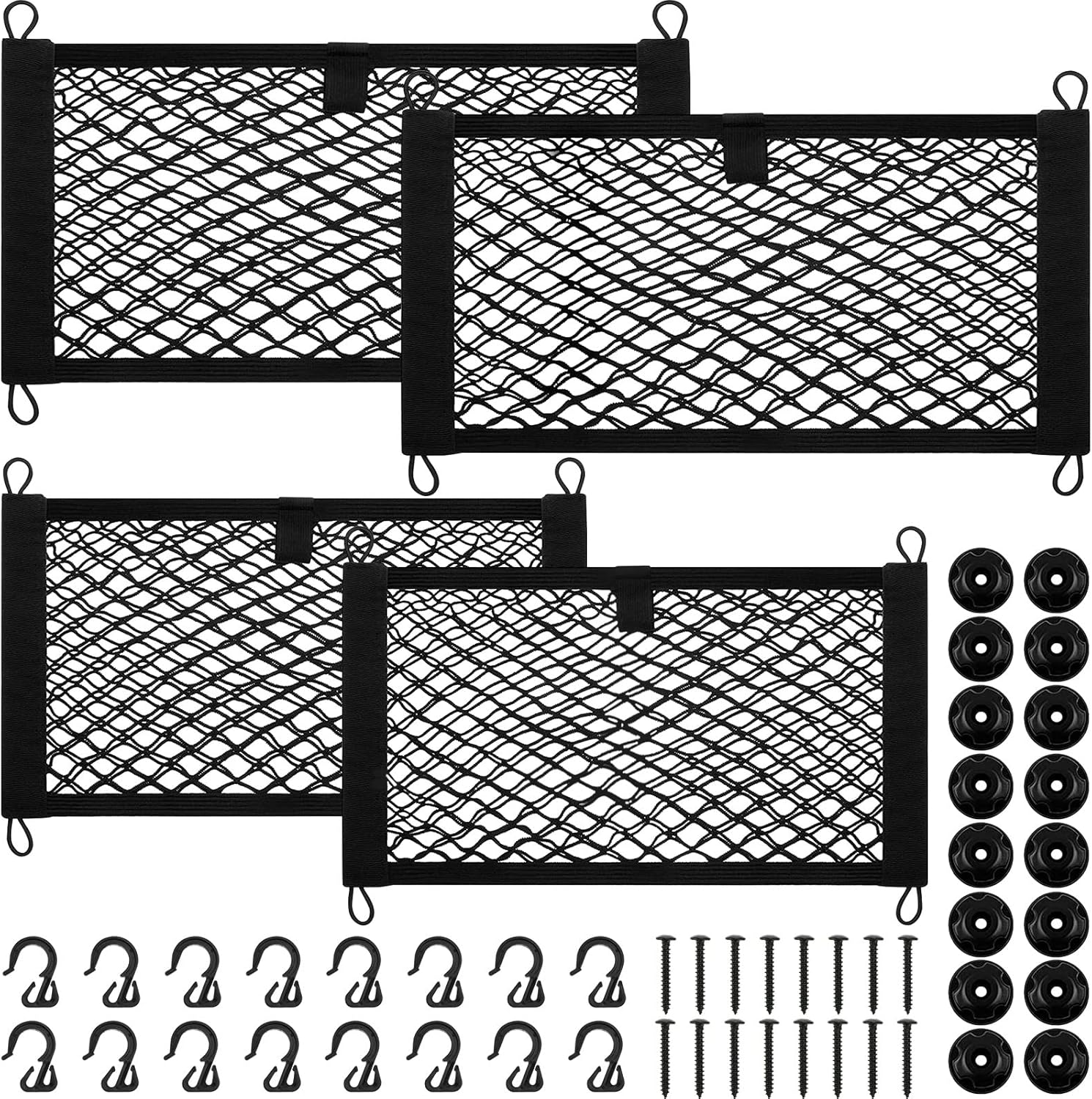 4 Pcs Stretchable Small Cargo Net Pocket Storage Mesh Net Elastic Automotive Cargo