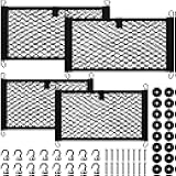 Tuanse 4 Pcs Stretchable Small Cargo Net Pocket Storage Mesh Elastic Automotive Cargo Nets with 16 Mounting Screws and Built in Hooks for Truck Car SUV Boats, 2 Sizes
