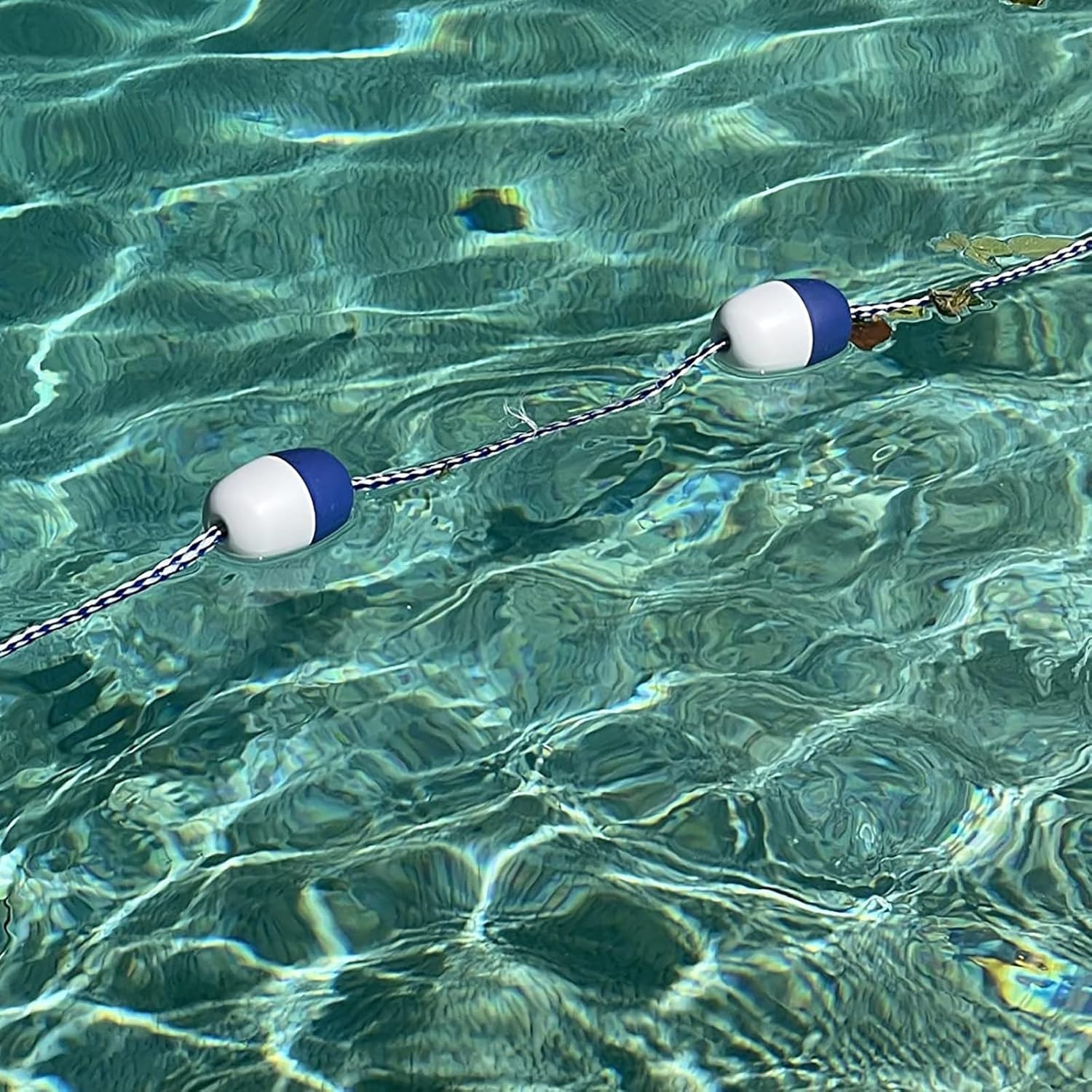 Safety Divided Floats Rope Tensioner, 1 to 20m Length Blue ＆ White Pool Rope Float Keeper with Hooks, Swimming Safety Marker Line for Public Pool/Waterway (Size : 20m/65.6ft)