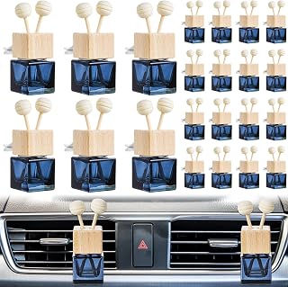 Zubebe 60 Pcs Car Diffuser Bottles Empty Essential Oil Diffuser Bottle Auto Glass Perfume Bottle with Vent Clip Wooden Cap and Stick for Car Fragrance Ornament (Black)