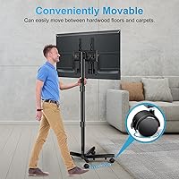 Vista 2 de Soporte de TV móvil con ruedas para pantallas de panel plano LCD LED de 23 a 60 pulgadas, soporte de TV móvil ajustable en altura con ruedas