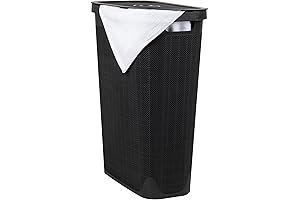 Mind Reader 40L Slim Black Laundry Basket with Lid