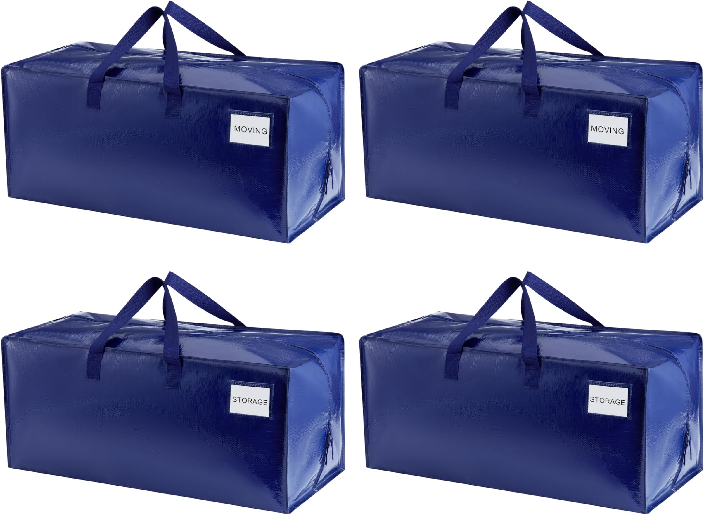 VENO 4 Pack Moving Bags Heavy-Duty Extra Large W/Backpack Straps, Moving House Essentials, Strong Handles & Zips, Clothes Storage, Packing, Laundry Bags, Reusable and Sustainable (Blue, 4 Pack)