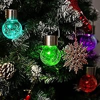 Vista 10 de GIGALUMI Paquete de 12 luces solares impermeables para exteriores, luces solares colgantes para decoración exterior de jardín, farol de vidrio