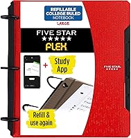 Vista 14 de Five Star Flex - Cuaderno recargable + aplicación de estudio, papel rayado universitario y carpeta de anillos TechLock de 1 pulgada con bolsillos