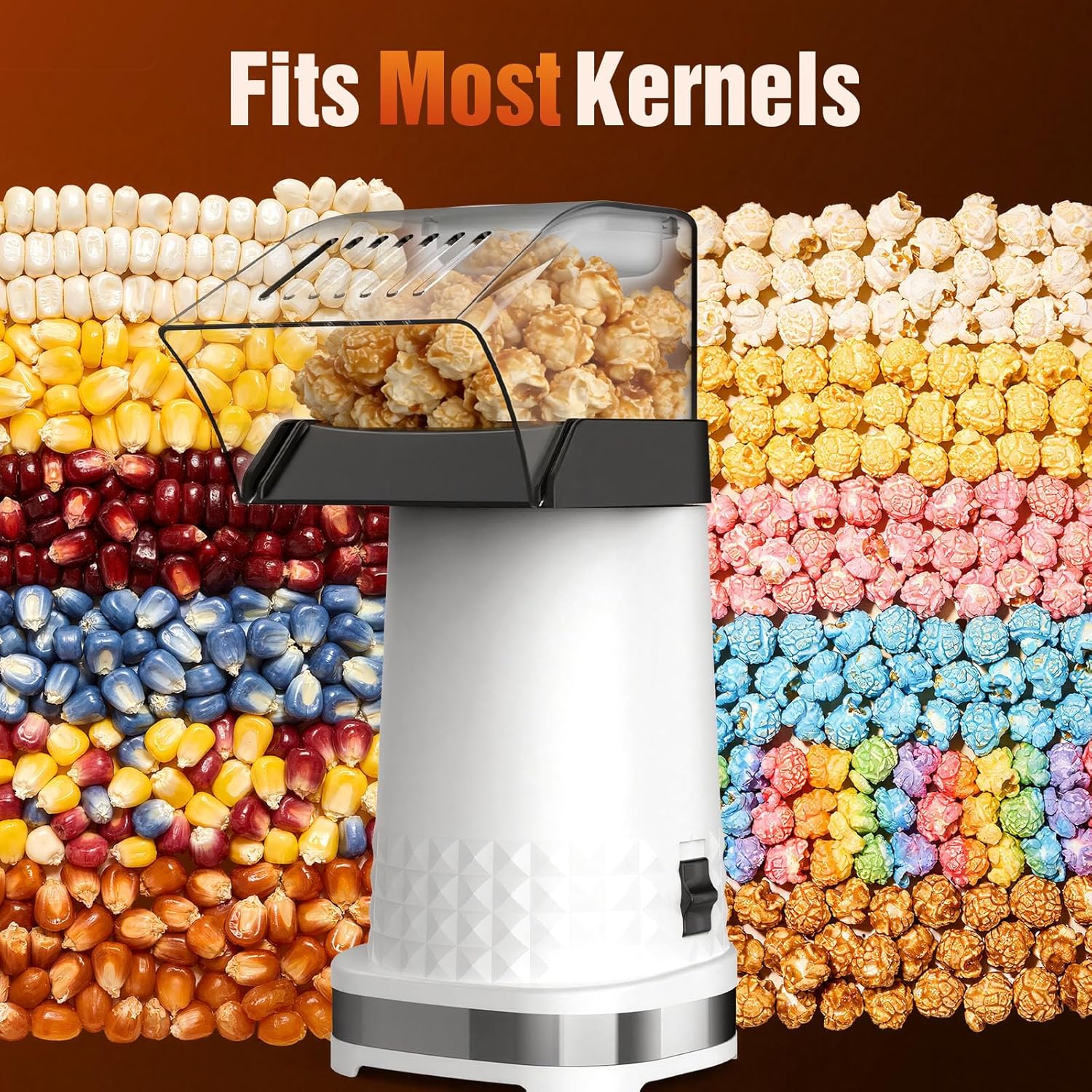 Popcorn Maker Machine - 99% High Popping Rated Air Popper Popcorn Maker, 2 Minutes Fast Making Electric Popcorn Machine with On/Off Switch, Oil-Free ETL Certified Popcorn Popper for Home, Party, Movie