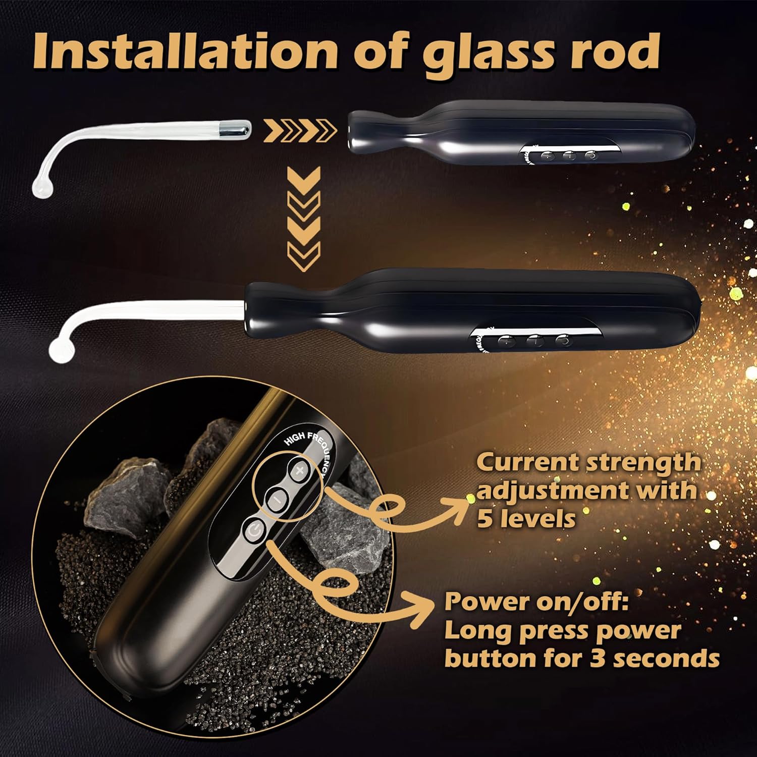 Electric Shock Chastity Stick with 5 Current Levels Rechargeable BDSM Toys SM Tool Visualization of Current Bondage Electrosex Wand Electrical Pen Kinky Adult Sex Toys Games for Couples Women Men