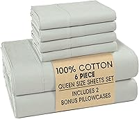 Vista 63 de Casa Platino Juego de sábanas tamaño Queen – Sábanas 100% algodón tamaño Queen refrescantes con 4 fundas de almohada, sábana bajera de bolsillo