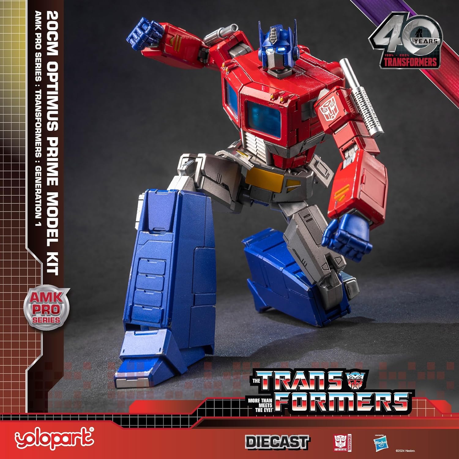 YOLOPARK Optimus Prime Transformer zabawka, 20 cm, Transformers G1 Optimus Prime Action figurka z ulepszonym uzbrojeniem, ruchoma zabawka kolekcjonerska Transformers dla 15 lat i starszych
