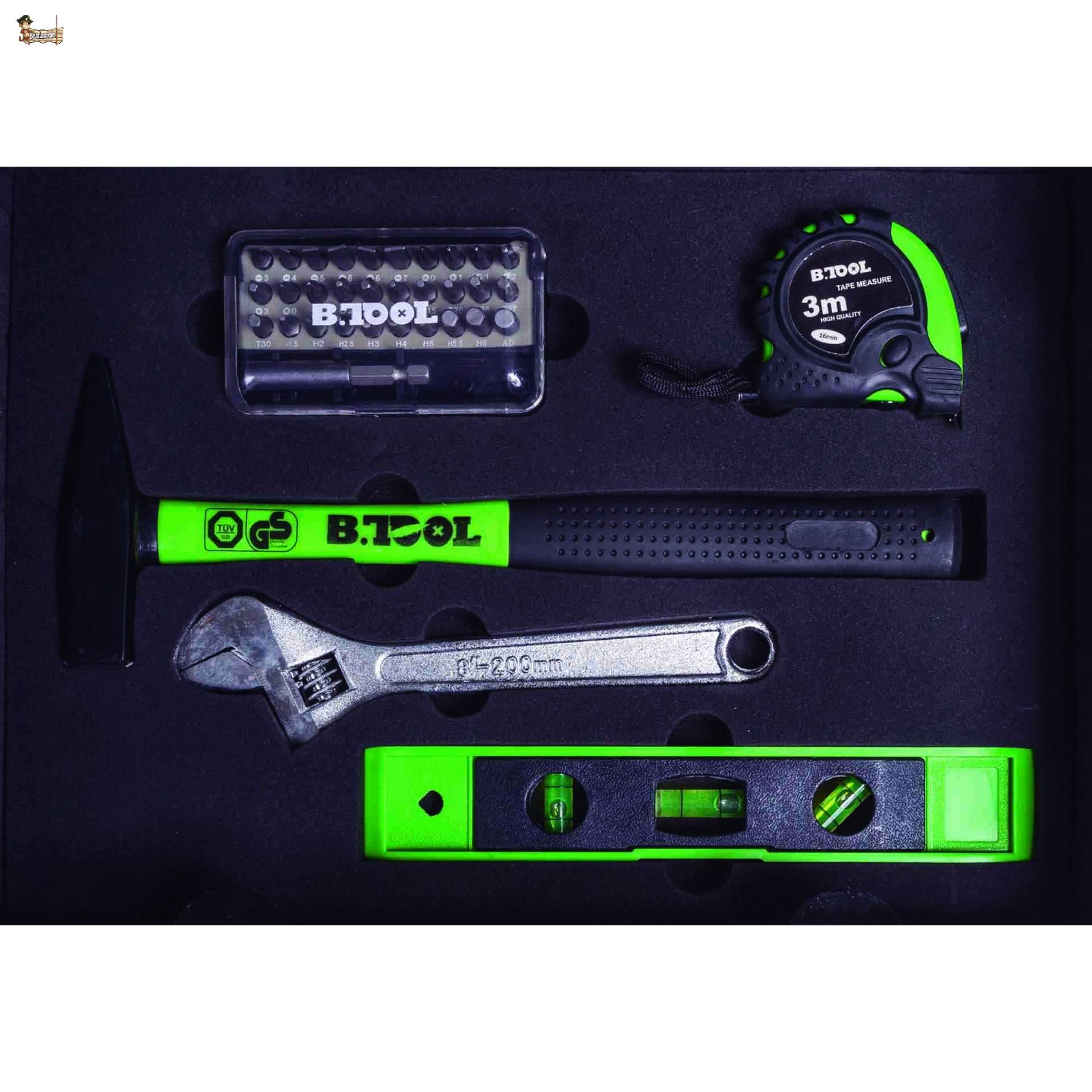 BricoLoco Maletín caja herramientas completo. Kit surtido básico bricolaje hogar. Set organizador. Maleta con herramientas de mano, medición, brocas…