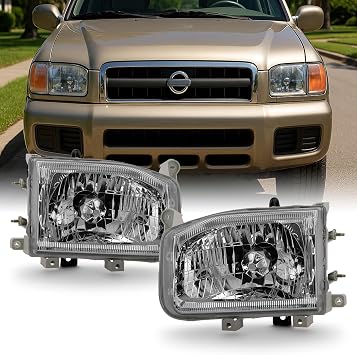 AKKON - Fit 1999 2000 2001 2002 2003 2004 Nissan Pathfinder 99-04 Halogen Type Headlight Headlamp Chrome Housing Driver - Passenger Side Replacement