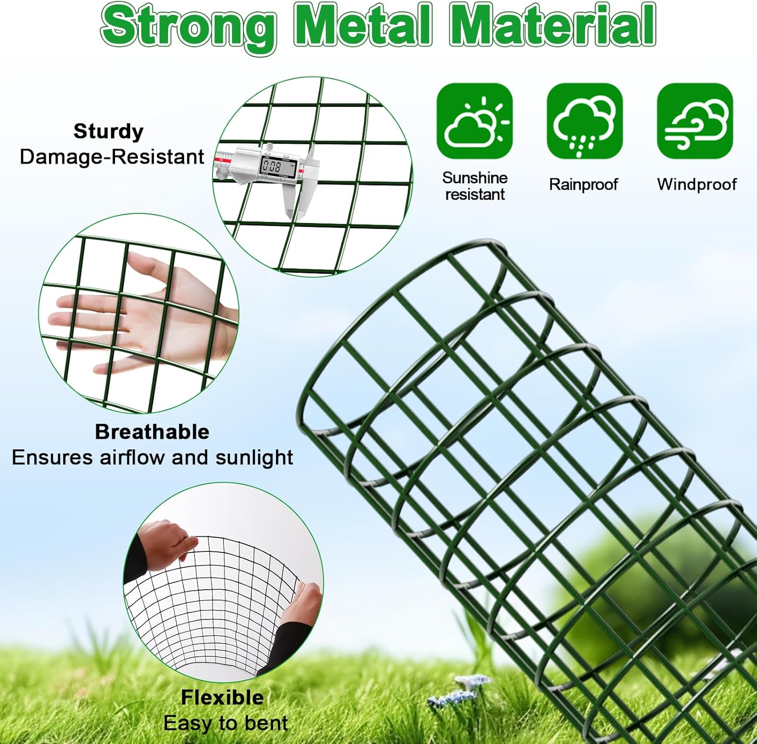 48 Inch Tree Trunk Protector, 8 Pcs Metal Mesh Tree Guards Trunk Protector with Glove, Metal Stakes and Zip Ties, Expandable Plant Bark Protection from Deer Animals Mowers Trimmers