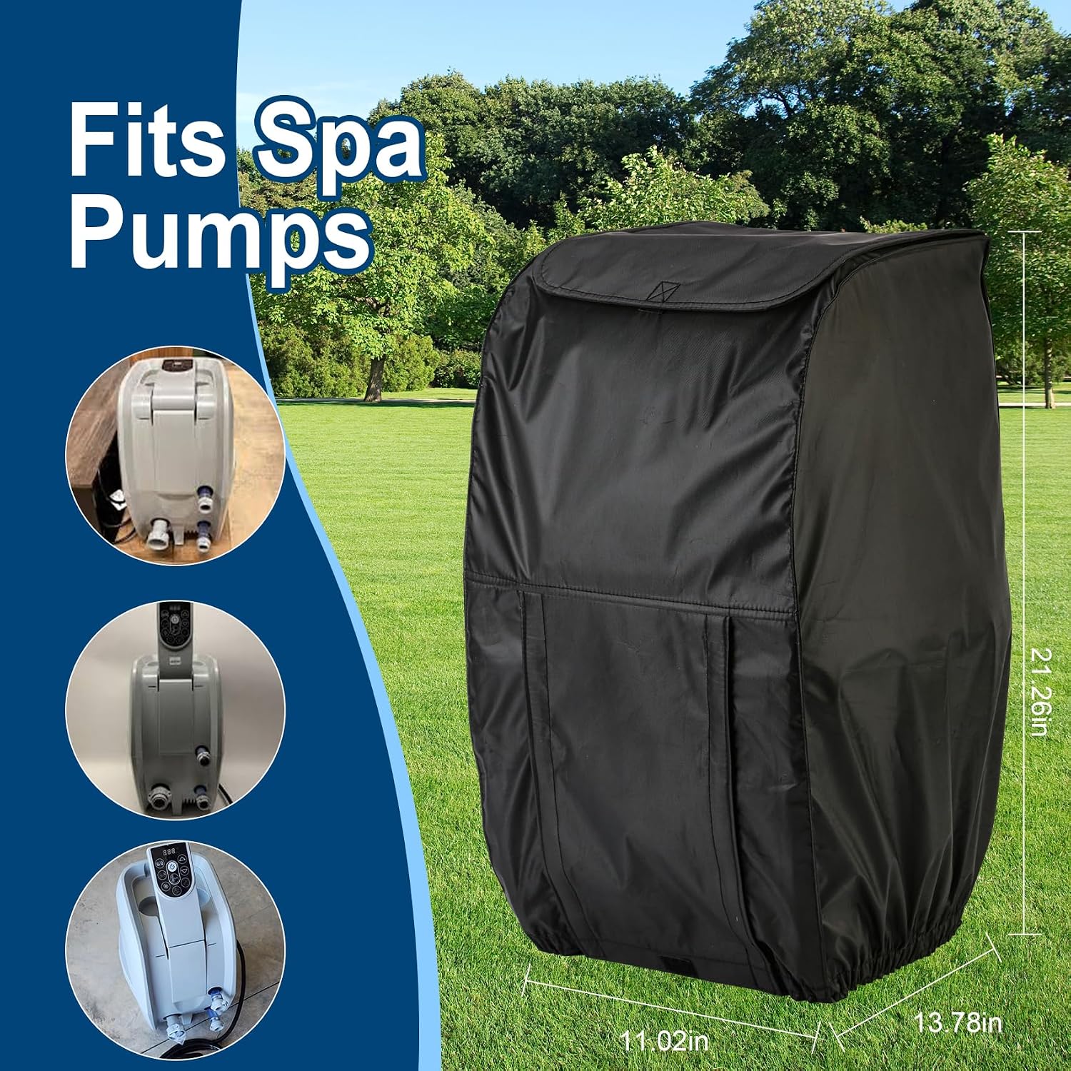 Inflatable Hot tub pumb Cover Outdoor Waterproof tub Covers Thermal Heavy Duty 600D Hot Tub Spa Heater Pump Cover Replacement Easy Installation tub Insulation 11.6" D×10" W×21.2" H Black
