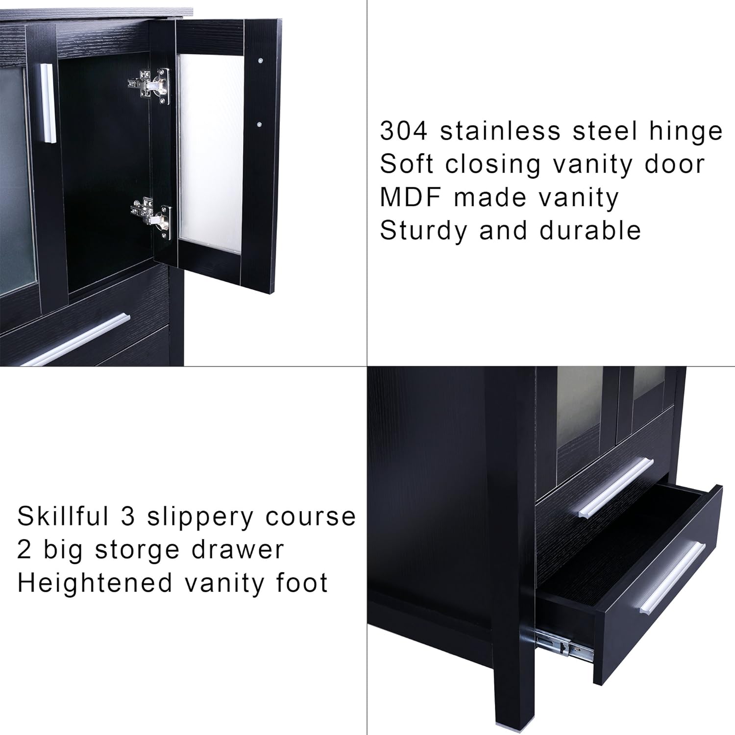 Gеt Dіѕсоunt оƒƒеr Eclife Modern 24 Bathroom Vanity Pedestal Cabinet Set Pedestal Stand Wood (Black) with Bathroom Vanity Mirror Soft Closing Cabinet Doors Set B02