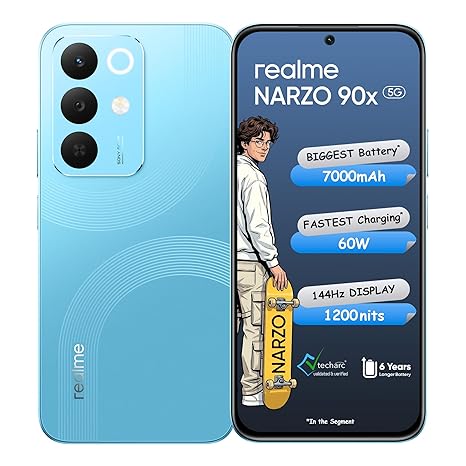 realme NARZO 90x 5G (Aqua Blue,4GB+128GB) | 7000mAh + 60W Biggest...