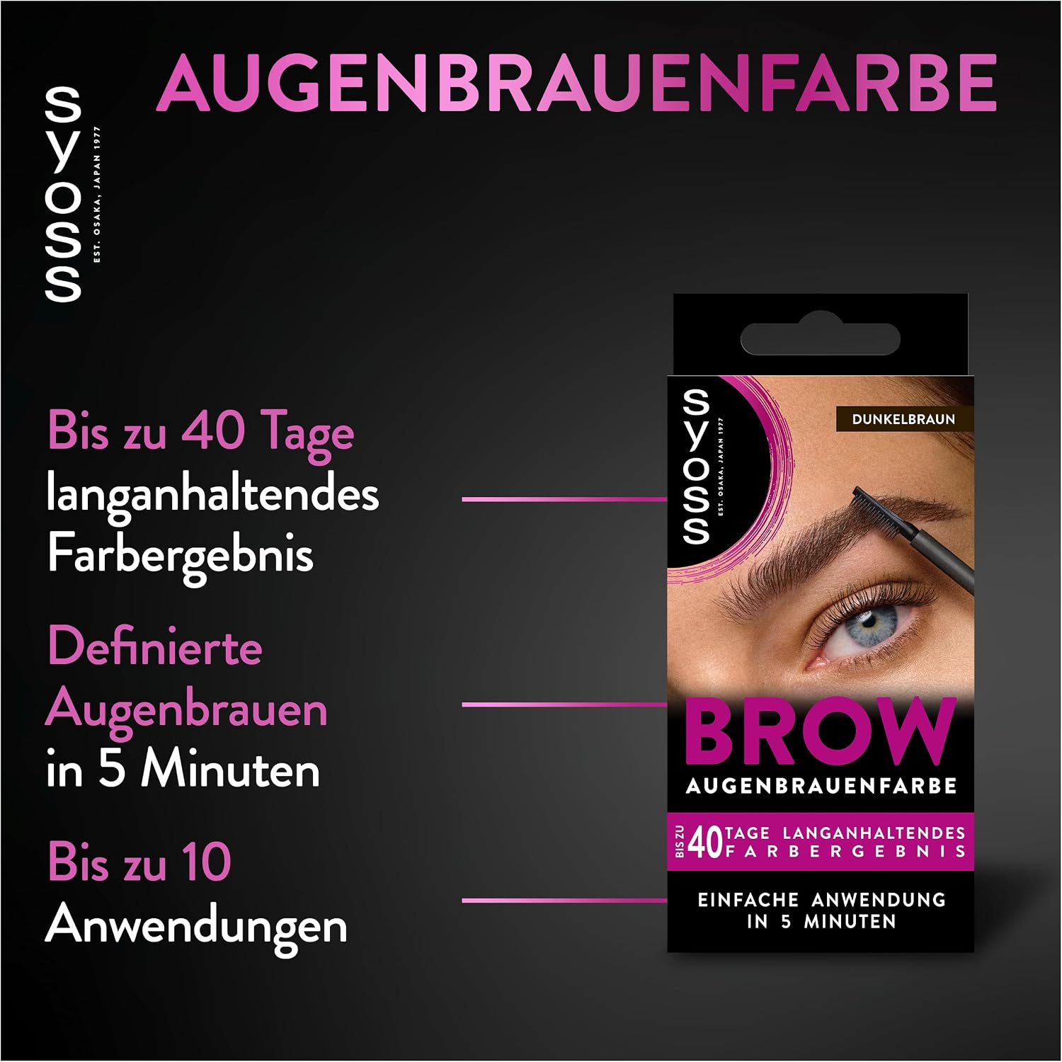 Syoss Augenbrauen Kit Augenbrauenfarbe 4-1 Dunkelbraun Stufe 3 (17 ml) - Mise en situation et utilisation