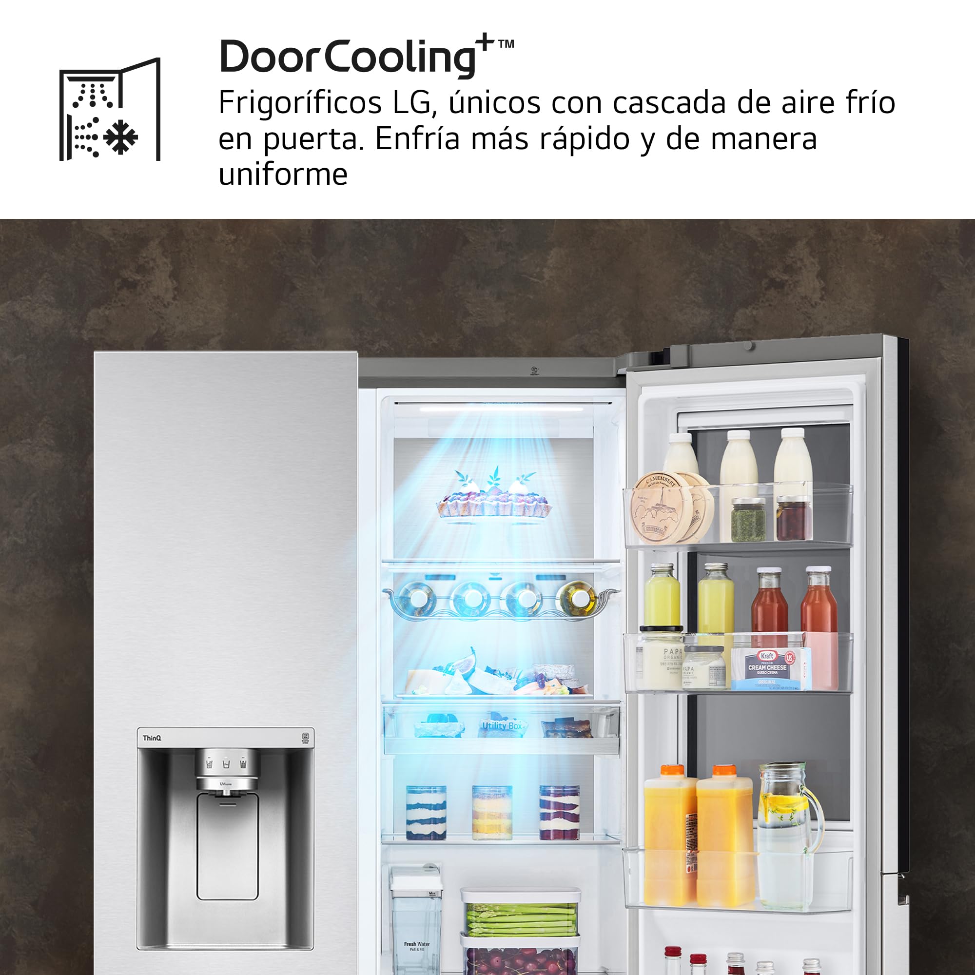 LG GSXV91BSAE - Frigorífico Side By Side, Serie 900, Instaview Door-in-Door, Fresh Balancer, Clasificación E, 635 L, Sin Toma de Agua, Inox Antihuellas