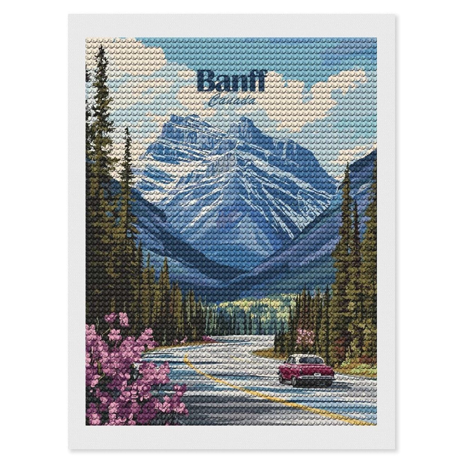 Junmoney Banff Canada Travel (2) Round Drill Diamond Painting 12"x16", Satisfying Creative Project, Complete Accessories, Printed Canvas