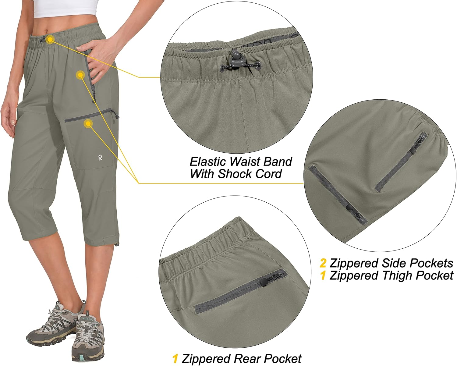 Little Donkey Andy Women's Quick Dry 3/4 Pants Capri Shorts Lightweight Hiking Travel Casual - Image 3