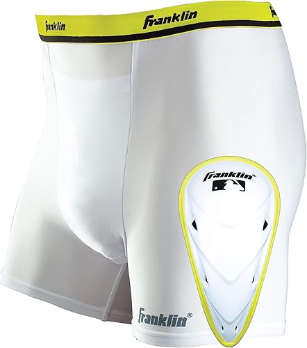 Franklin Sports Pantalones cortos de compresión deslizantes Ropa interior de compresión de béisbol para adultos + jóvenes con bolsillo para copa