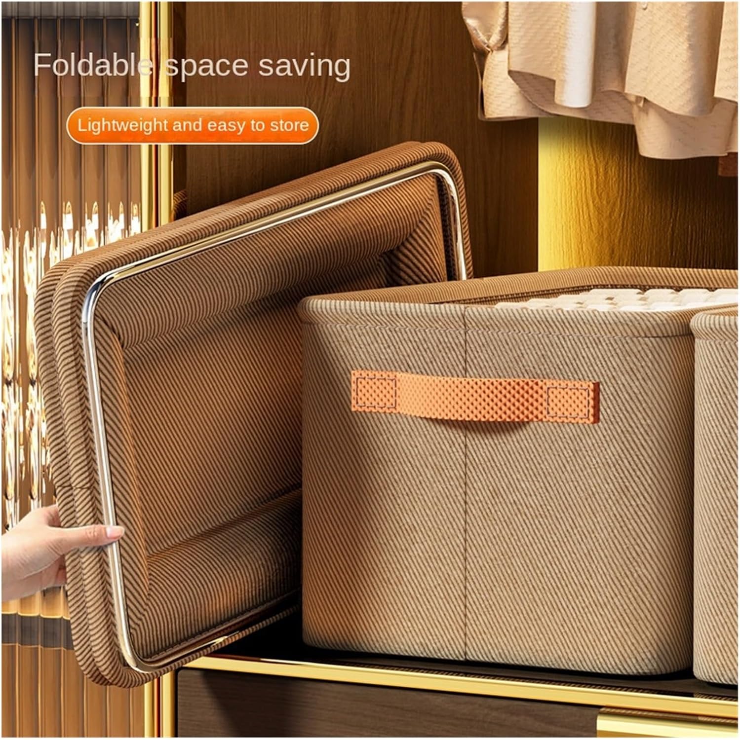 SBTRKT Oversized Clothes Storage Box Home Drawer Closet Clothing Storage God Fabric with Steel Frame Organizer Cabinet Clothing Storage (Color : Grey L, Size : 2Pcs)