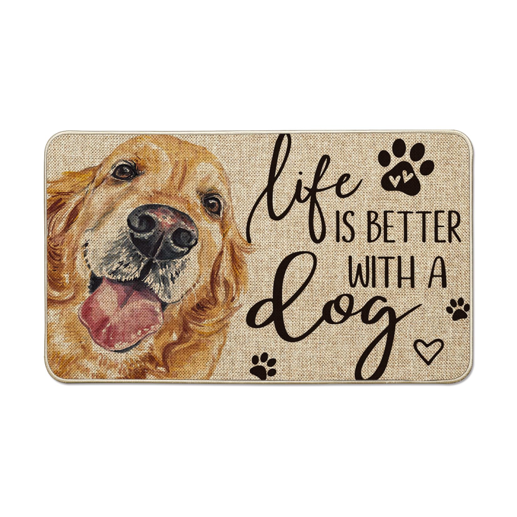 Artoid Mode Life is Better with a Dog Pet Doormat, Home Decor Low-Profile Switch Rug Door Mat Floor Mat for Indoor Outdoor 17x29 Inch