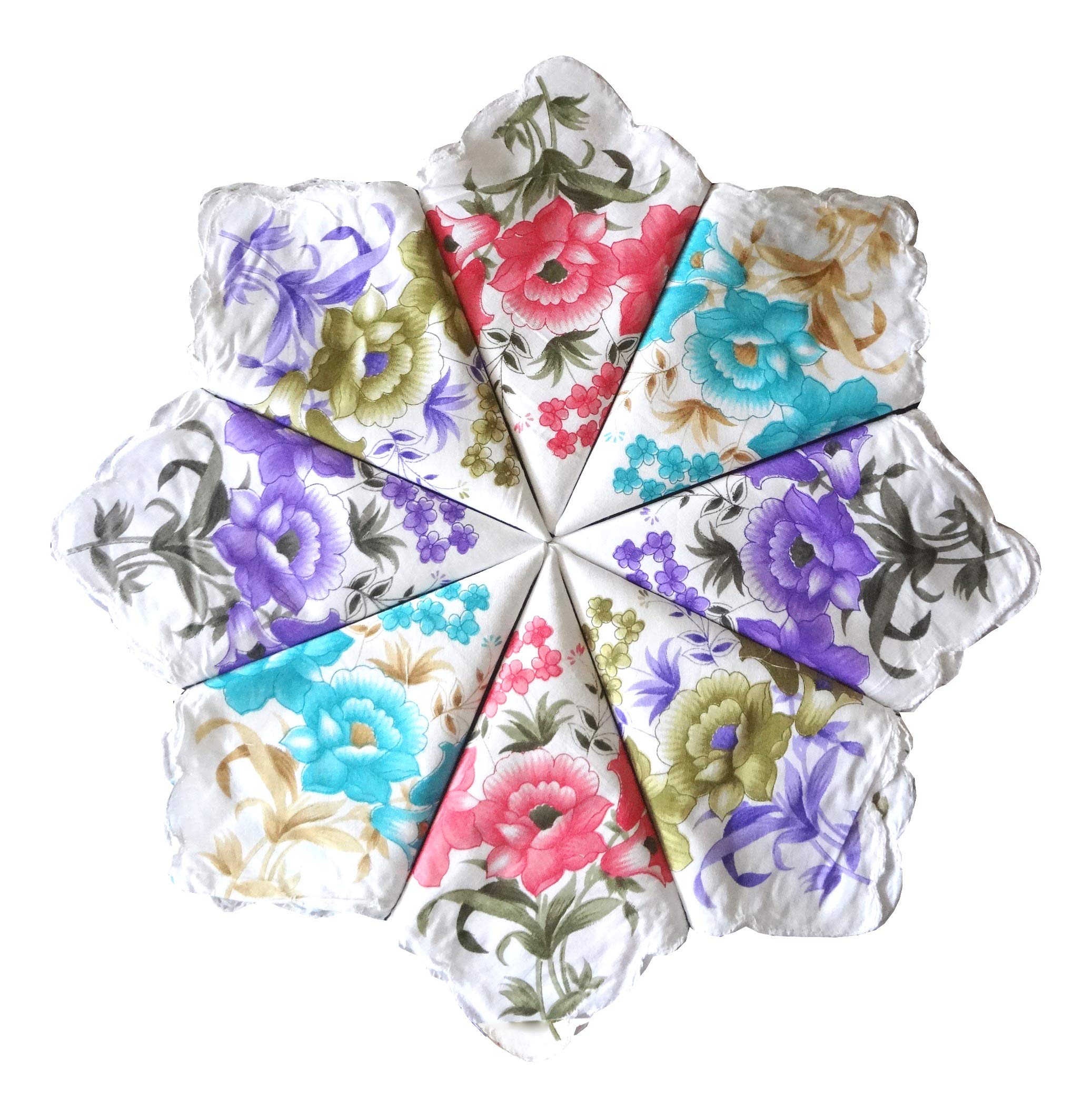 S4S® 100% Cotton Women's Cut Work Bordar White Floral Handkerchief/Ladies Hankies (Size_30CM X 30CM_Pack of 24) 1