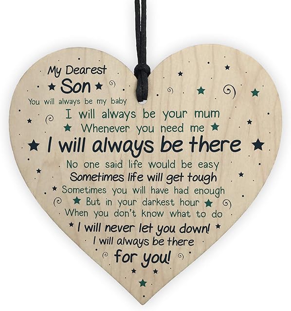 RED OCEAN Son Gifts From Mum Dad 18th 21st Birthday Gift Card Son Gift For Him Wood Heart