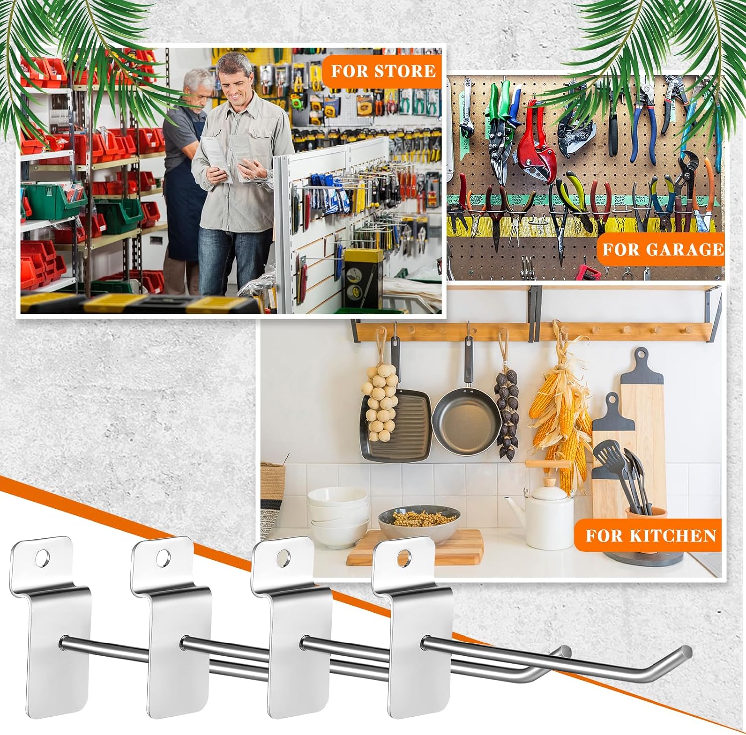 Tandefio 200 Pcs 6 Inch Slatwall Hooks Slatwall Accessories Panel Hooks Heavy Duty Metal Hanging Silver Commercial Peg for Garage Retail Display Organization