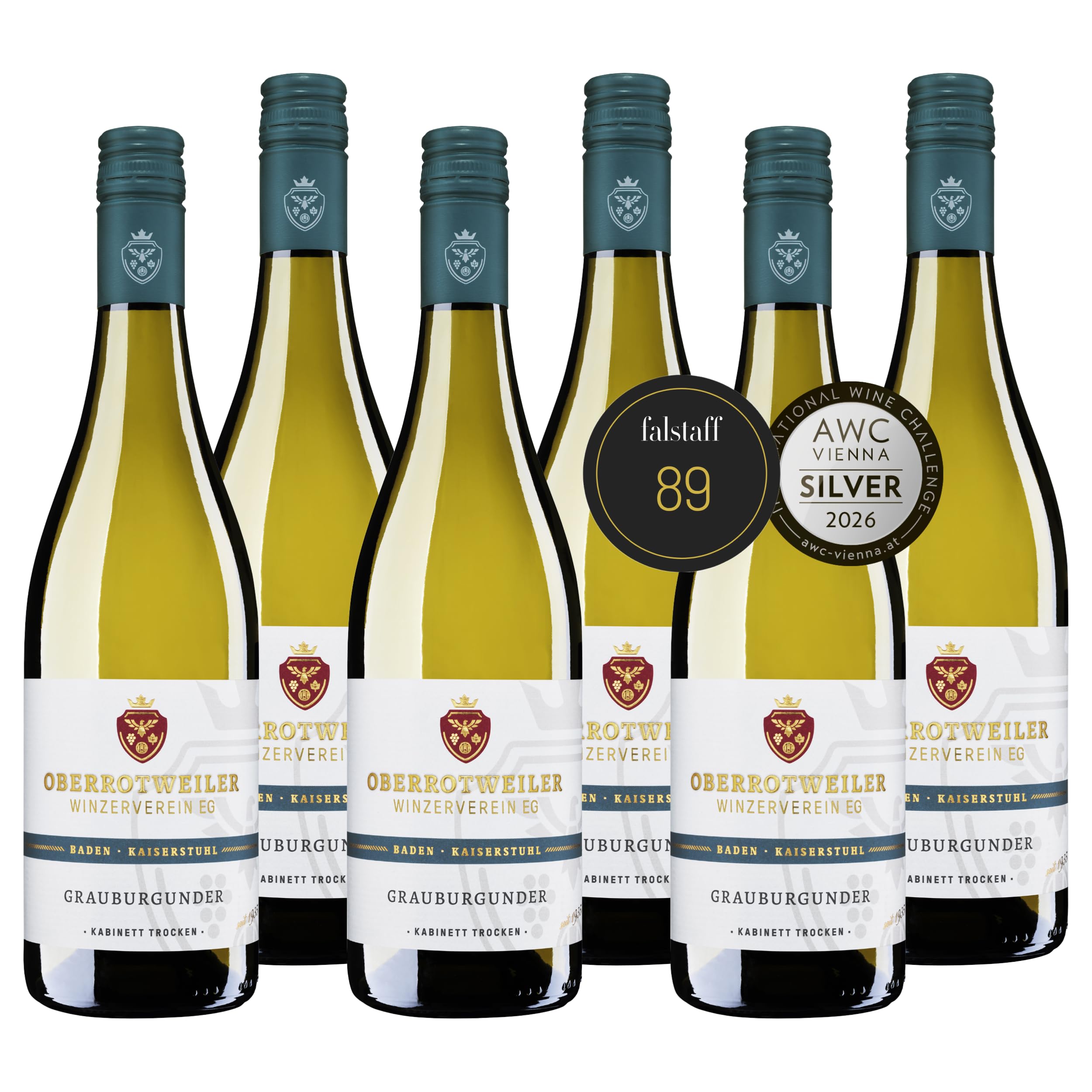 Oberrotweiler Grauburgunder Kabinett trocken – GOLD 2025 AWC Vienna – Weißwein fruchtig & frisch mit feiner Eleganz – Kaiserstuhl Baden (6 x 0,75 l)