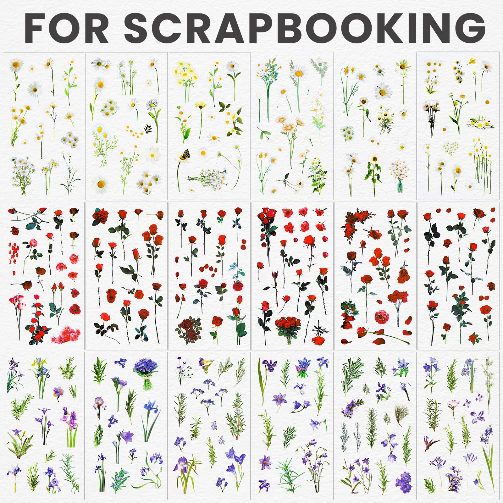 YGDZ Flower Stickers - 36 Sheets 520PCS Natural Transparent Floral Stickers for Scrapbooking, Journaling & Decorating - Image 5
