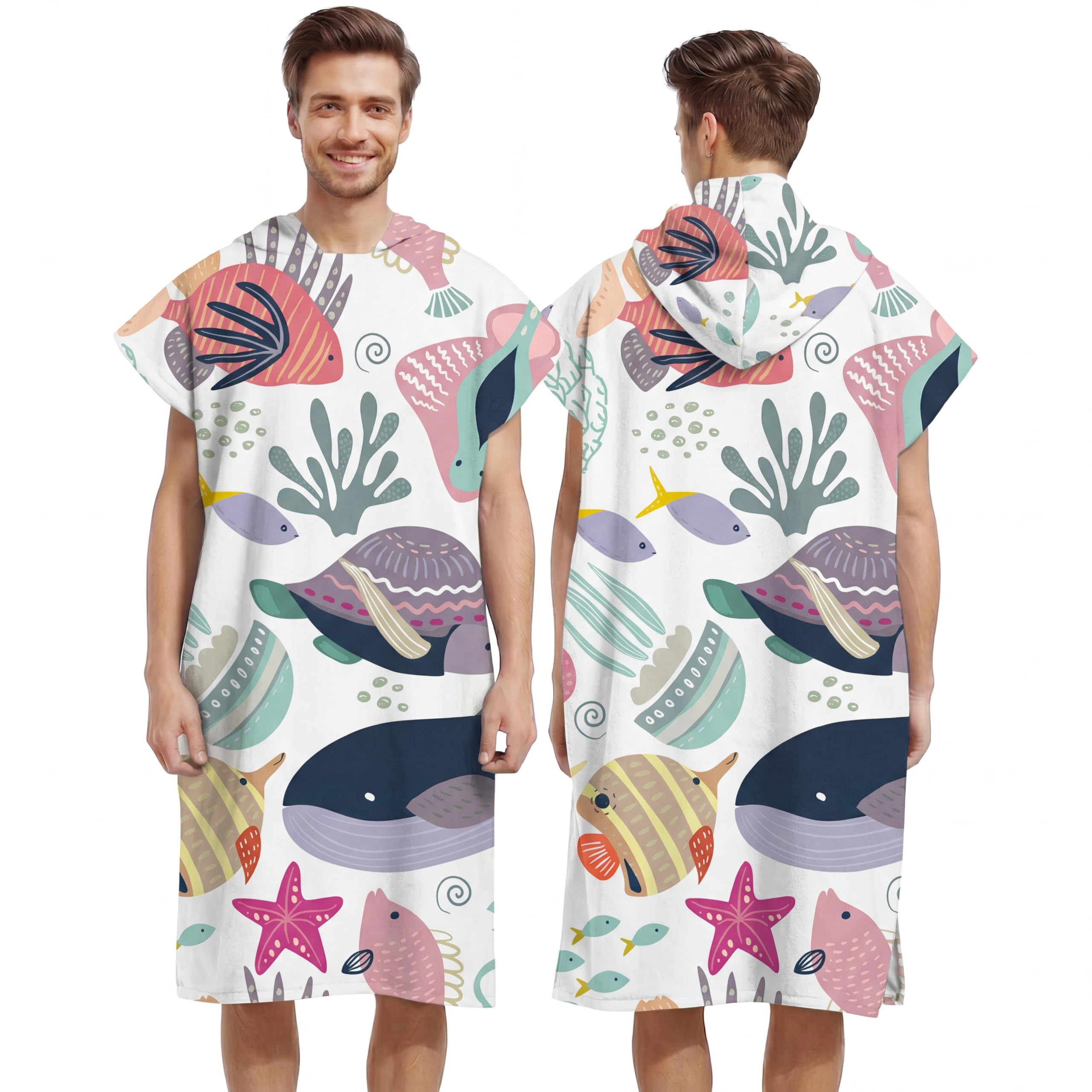 Poncho de surf de microfibra de secado rápido, toalla envolvente, albornoz, sudadera con capucha para adultos, hombres, mujeres o familias, para natación, playa, surf, buceo, baño en casa