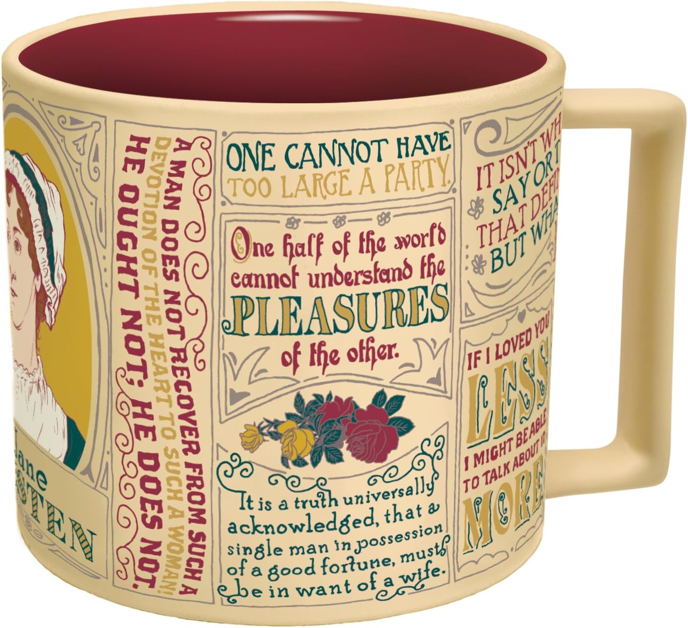 The Unemployed Philosophers Guild Jane Austen Coffee Mug - Austen's Most Famous Quotes and Depictions, Comes in a Fun Gift Box, 14 oz - Image 8