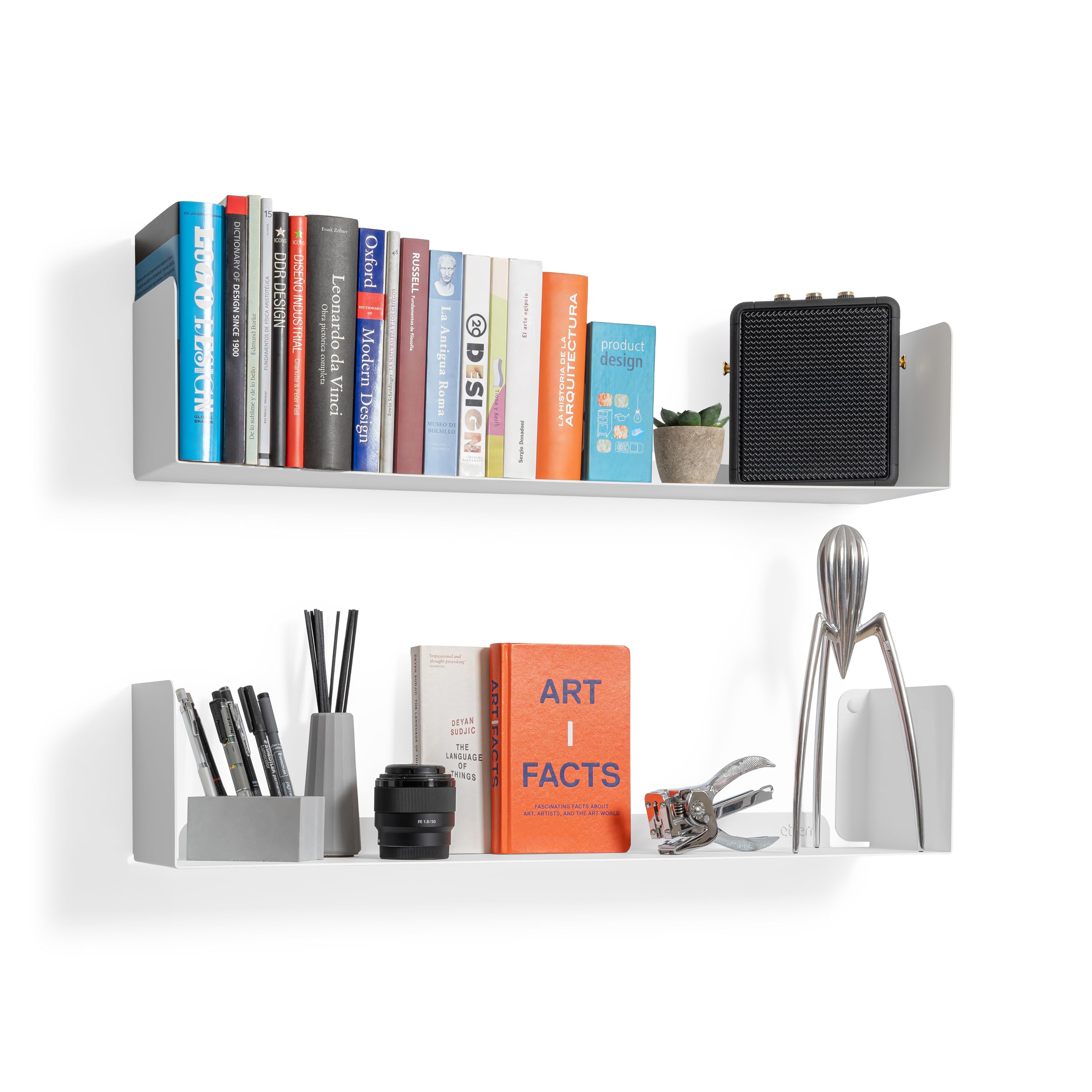 Confezione da 2 Mensole da Muro | 70x15 cm | 100% Acciaio | Prodotto in Europa | Mensola Bianca | Libreria da Parete | Mensole da Muro Design | Cameretta e Cucina