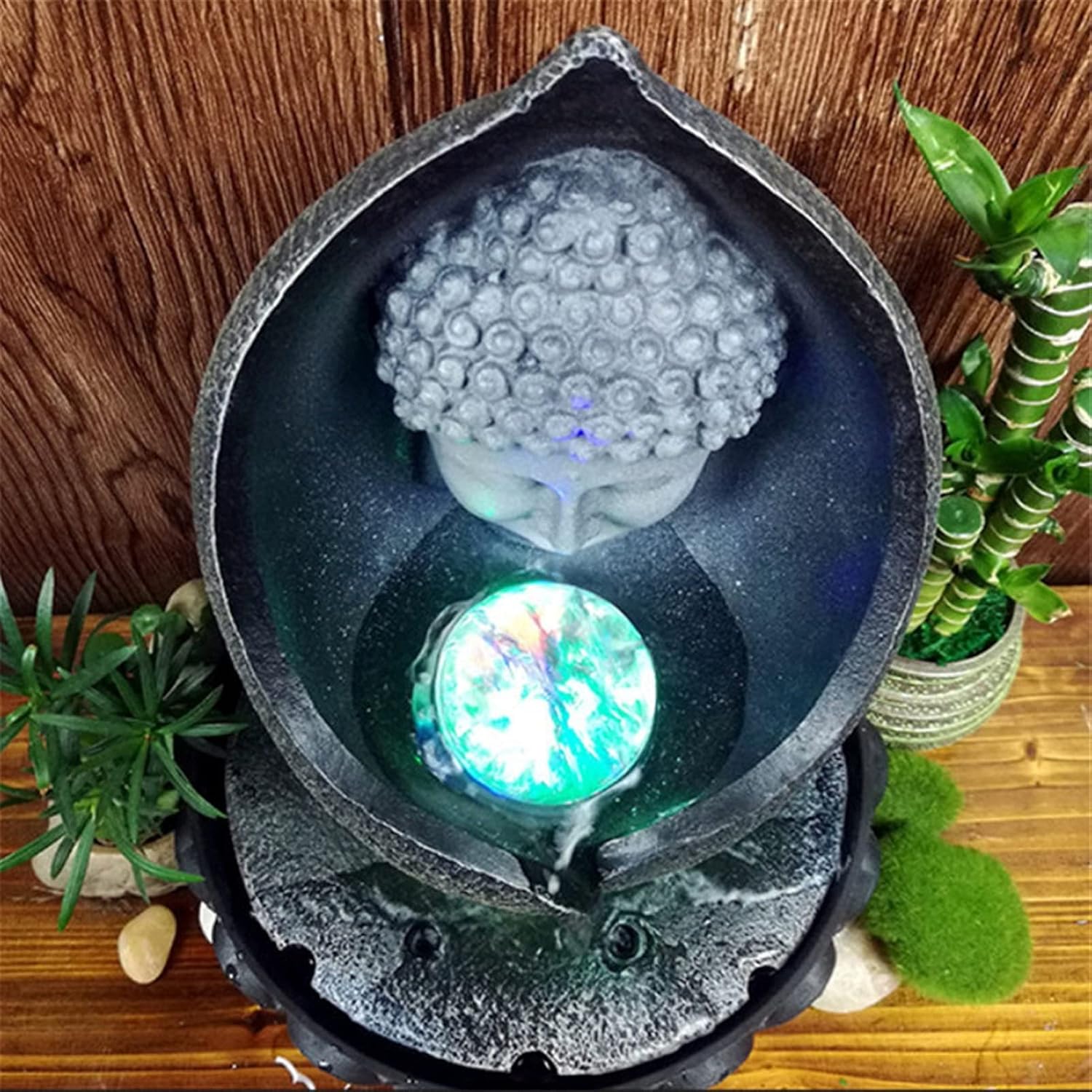 Indoor Running Water Fountains Handmade Buddha Statue Desktop Waterfall Fountain Office Feng Shui Fortune Ornaments Home Decor Tabletop Decoration