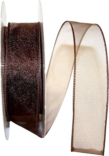 Reliant Ribbon 99908W-092-09K Sheer Lovely Value Wired Edge Ribbon, 1-1/2 Inch X 50 Yards, Brown