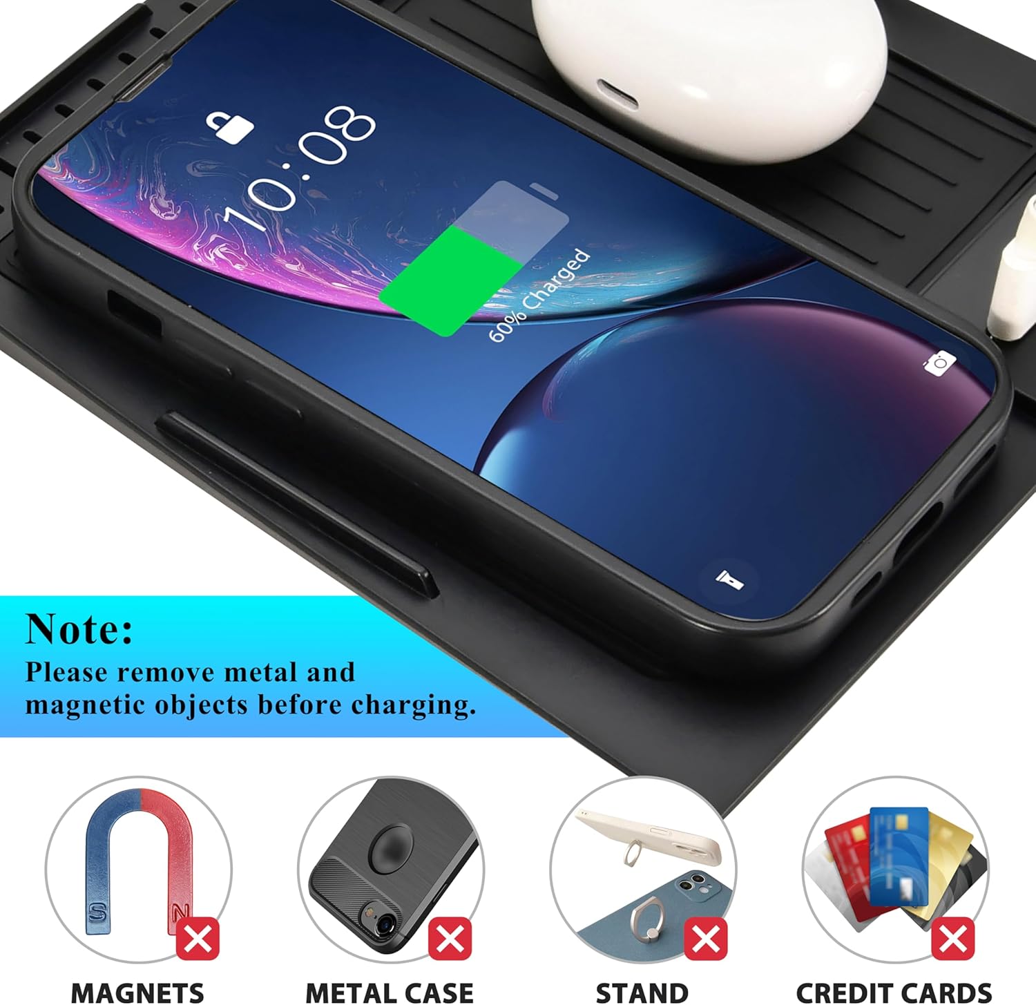 Wireless Charger for 2022+ Honda Civic, 30W Fast Charging USB-A USB-C 15W Wireless Charger Panel with Anti-Slip Silicon Mat for Honda Civic 2022 2023 2024 Accessories