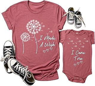 Custom Handmade Mommy and Baby Matching Shirt Set – I Made a Wish, I Came True – Personalized New Mom Gift, Made to Order Just for You in USA, Perfect for Hospital Photos & First Baby Memories