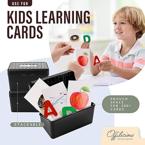 Miniatura 8 de Black Index Card Holder 4x6 - Index Card Box With Index Dividers, Ruled Cards & Stickers - Recipe & Flash Card Holder Box Organizer 264 Pcs Set,139